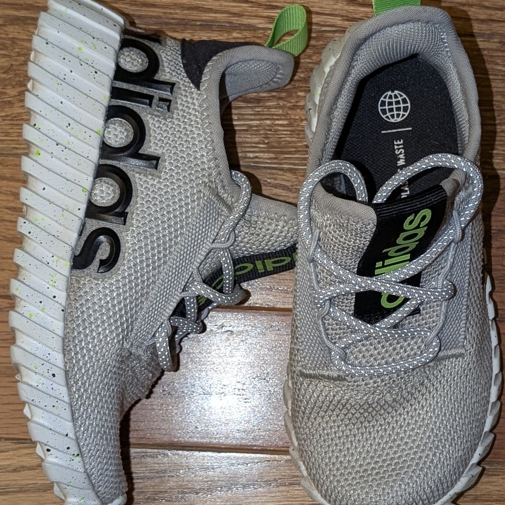 Adidas Kids Gray and Green Sneakers